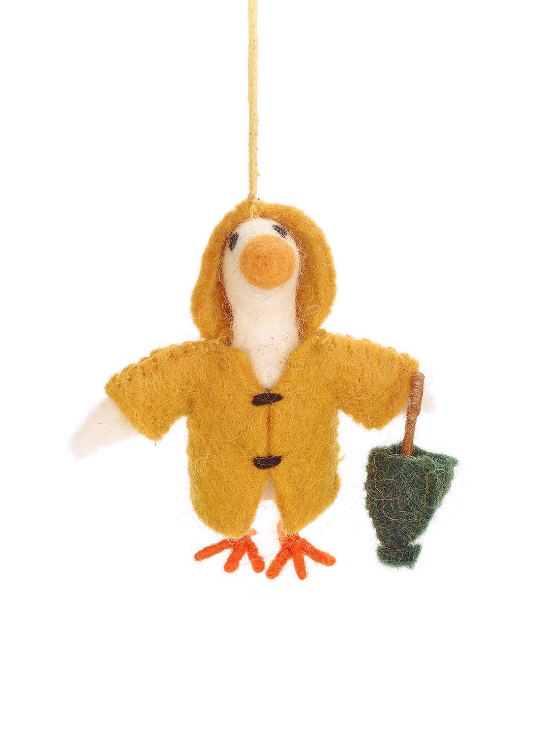 Felt So Good Puddles the Goose kersthanger 9 cm - voorkant 2 mosterd