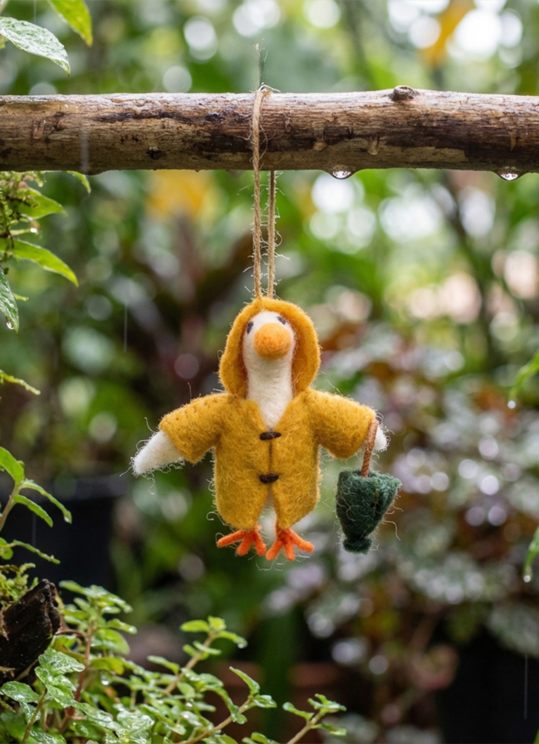 Felt So Good Puddles the Goose kersthanger 9 cm - voorkant 3 mosterd