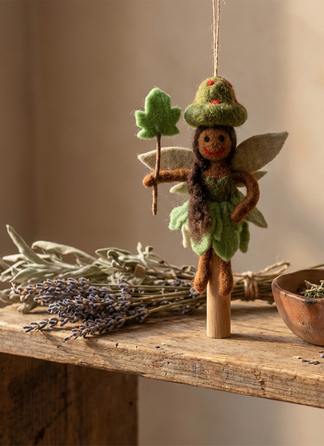 Felt So Good Sage the Forest Fairy kersthanger 15 cm - voorkant 2 groen
