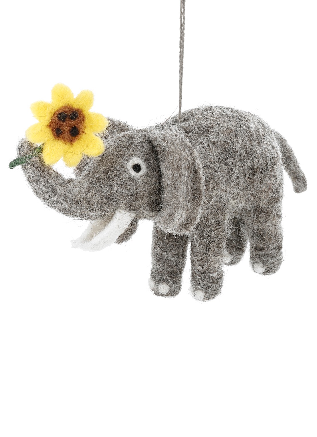Felt So Good Sidney the Sunflower Elephant kersthanger 9 cm - voorkant 2 grijs