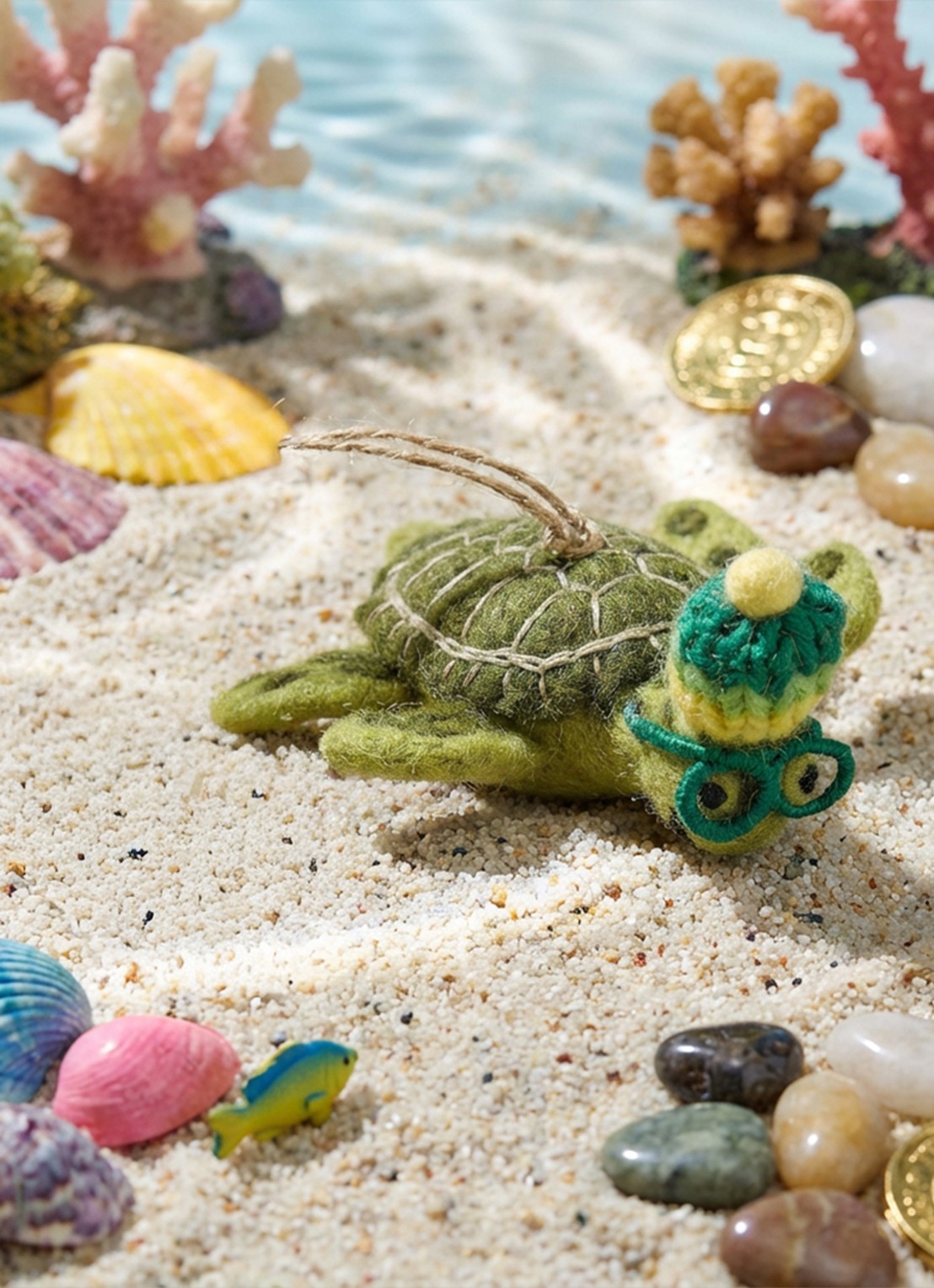 Felt So Good Simon the Sea Turtle kersthanger 4 cm - detail 3 groen