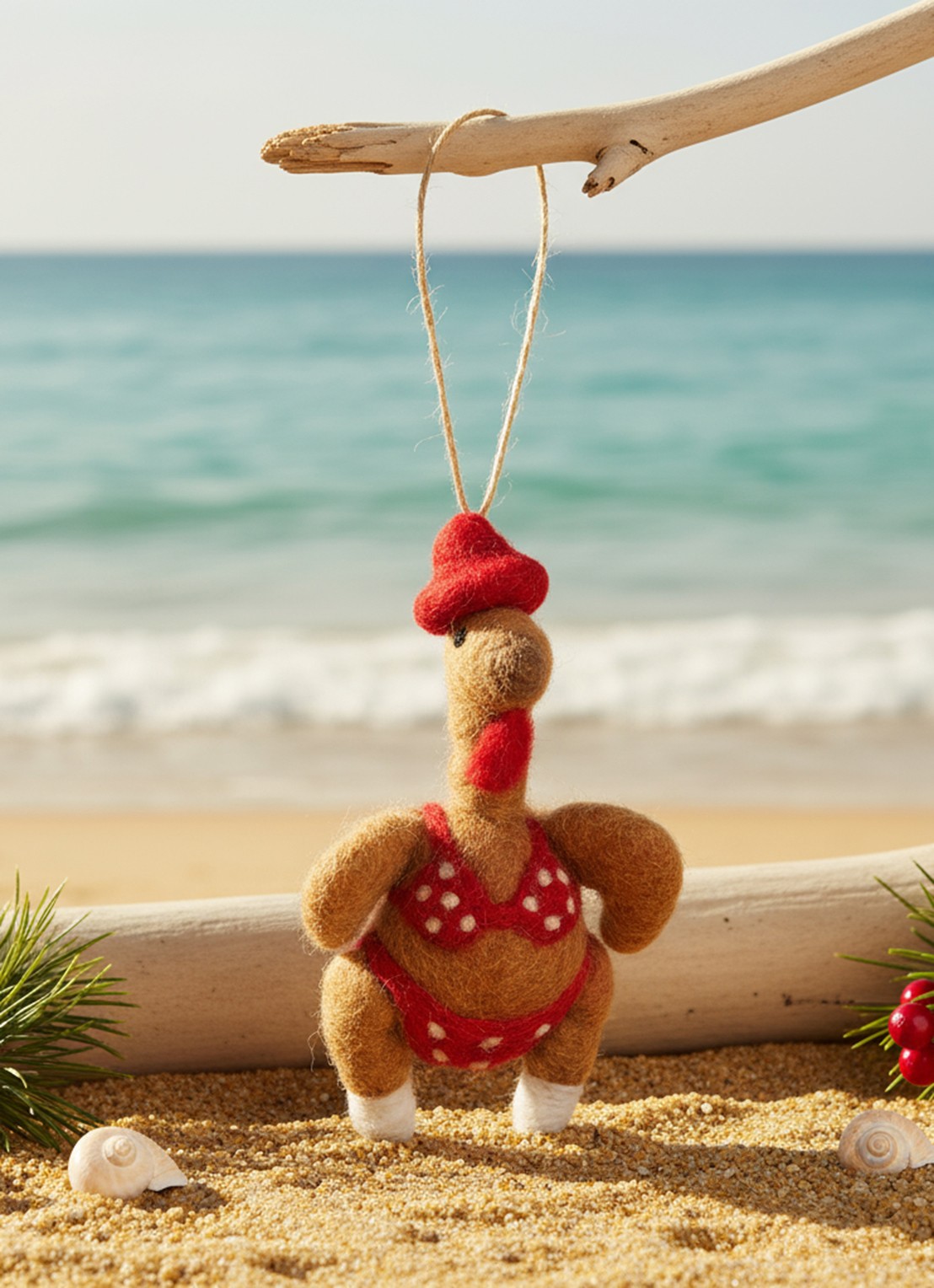 Felt So Good Sizzlin Turkey kersthanger 11,5 cm - voorkant 3 bruin