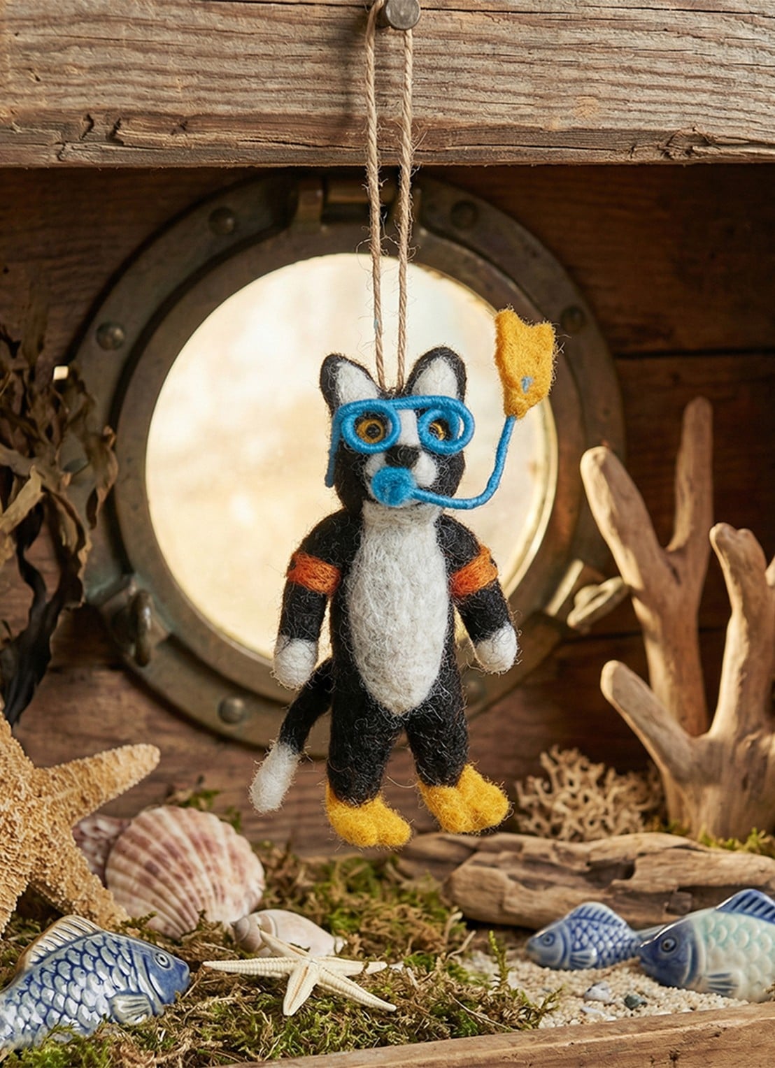 Felt So Good Snorkelling Cat kersthanger 12 cm - achterkant zwart