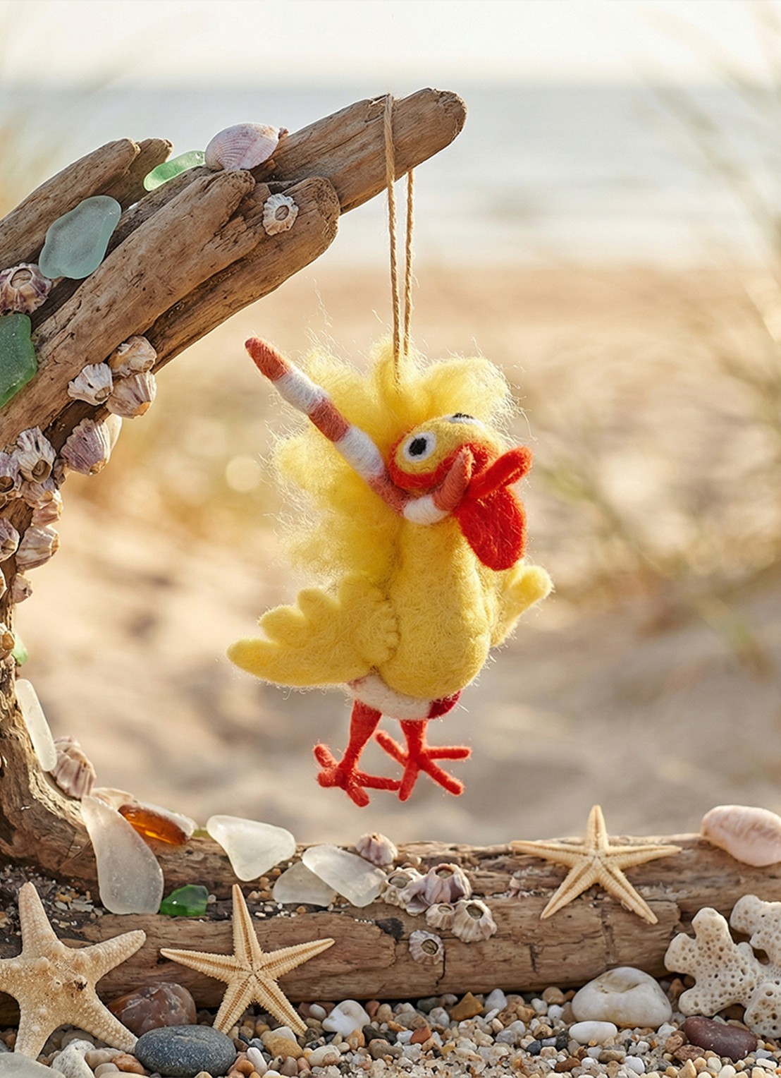 Felt So Good Snorkelling Chick kersthanger 10 cm - detail 3 geel