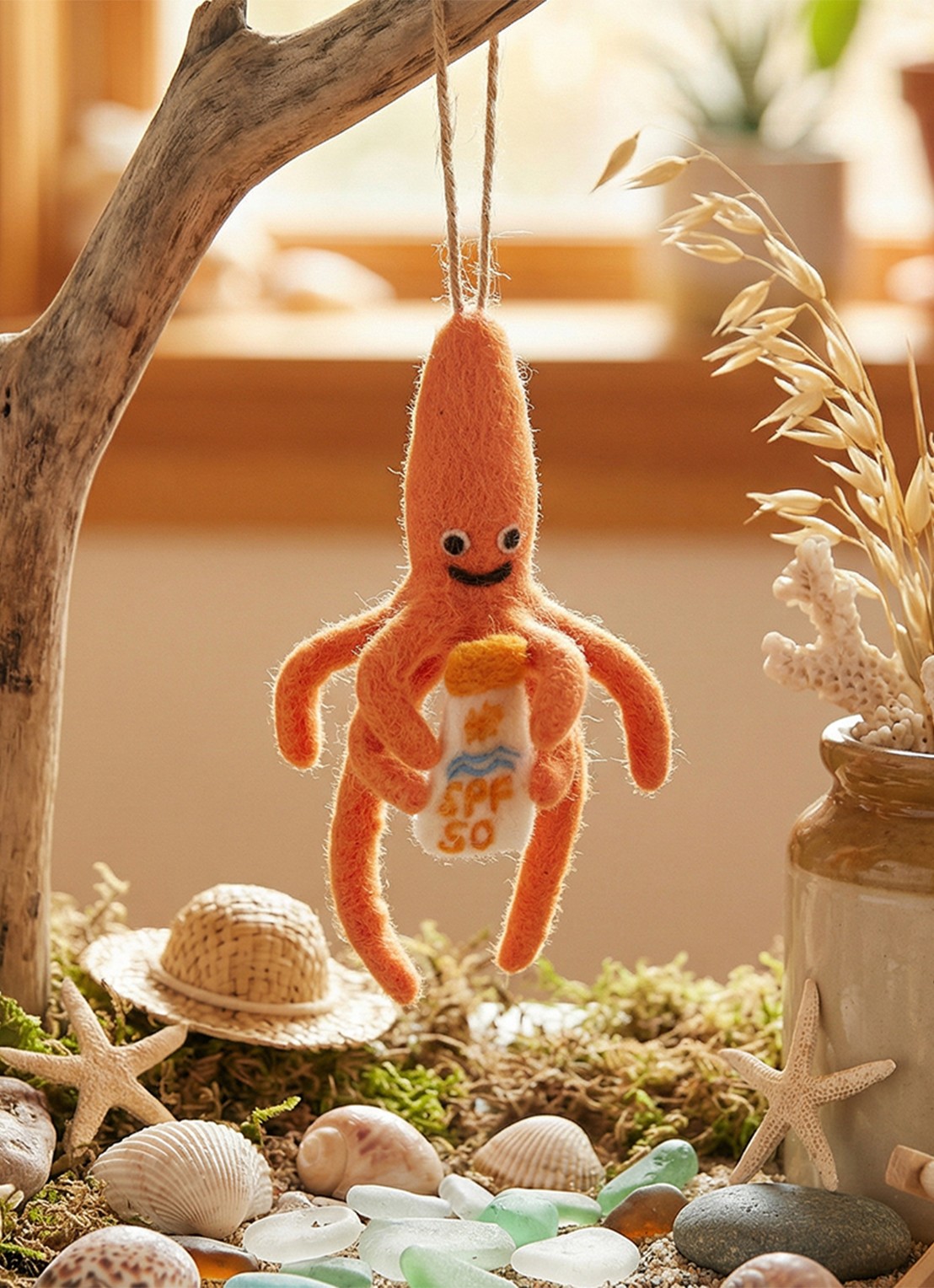 Felt So Good SPF Squid kersthanger 19 cm - achterkant 4 oranje