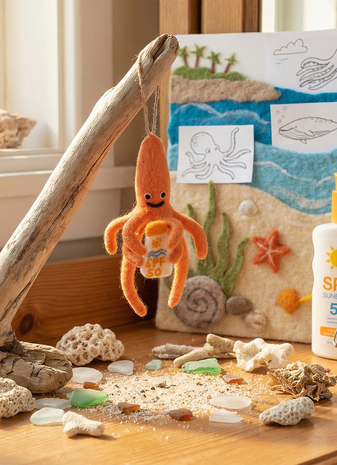 Felt So Good SPF Squid kersthanger 19 cm - detail 3 oranje