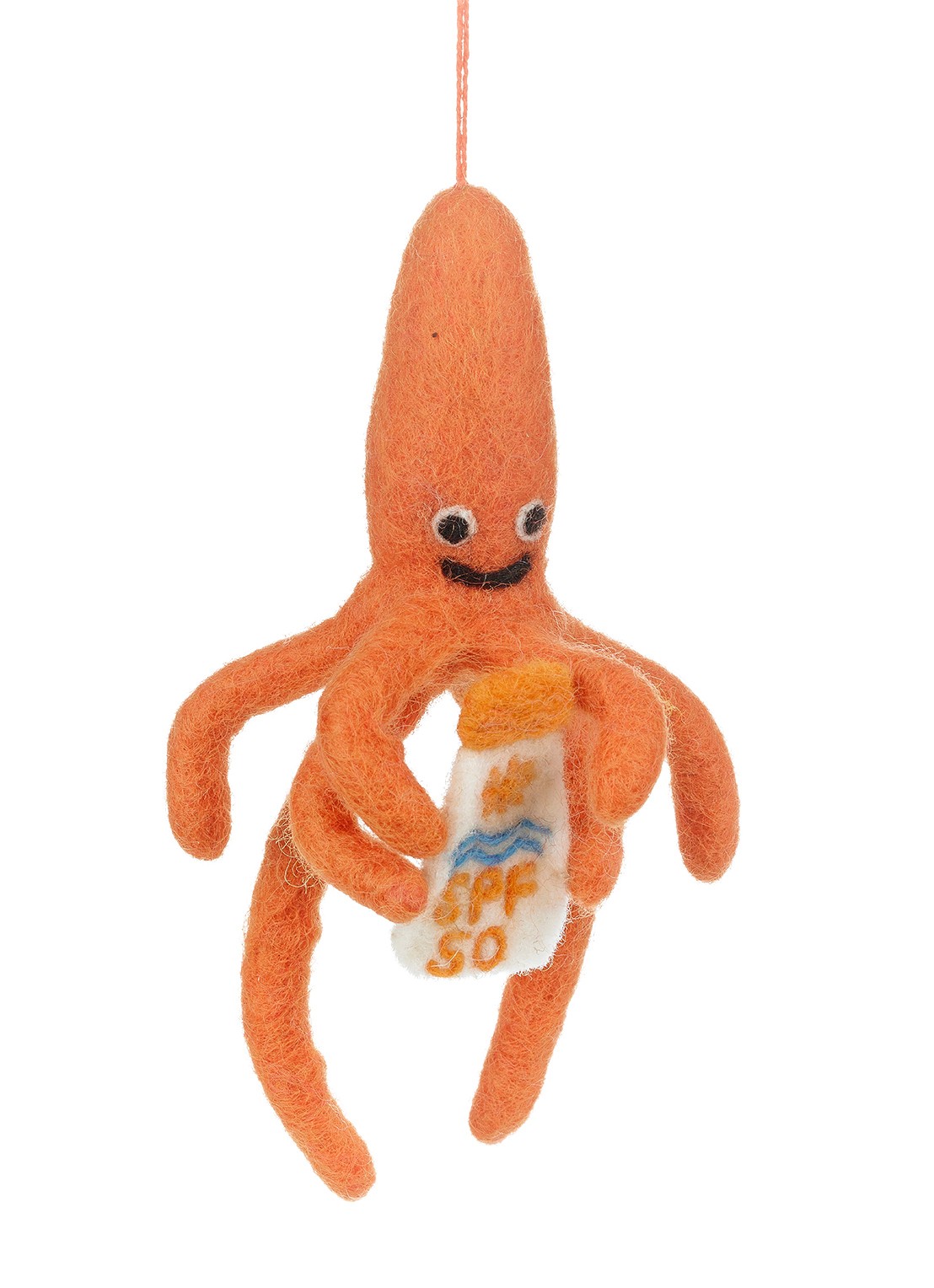 Felt So Good SPF Squid kersthanger 19 cm - voorkant oranje
