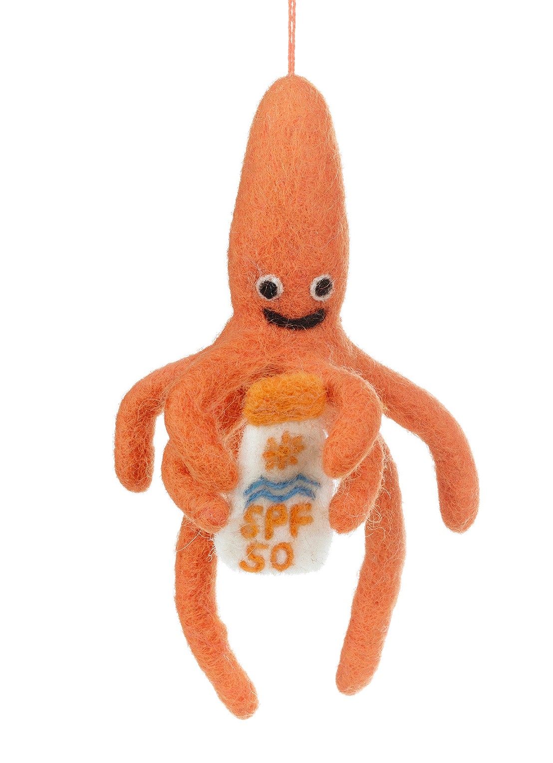 Felt So Good SPF Squid kersthanger 19 cm - voorkant 2 oranje