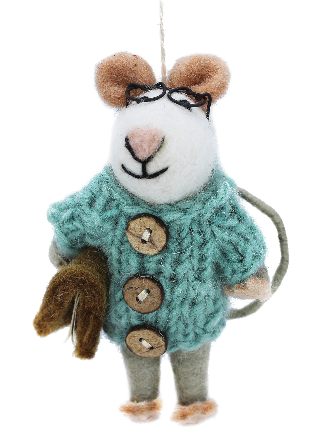 Felt So Good Susie Mouse kersthanger 12,5 cm - voorkant 2 blauw