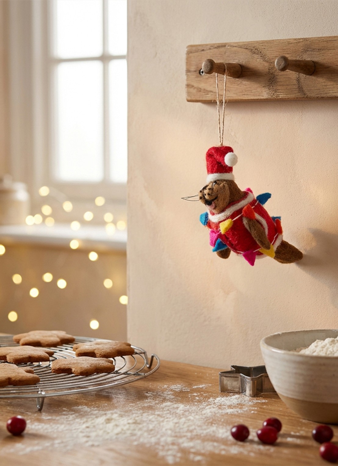 Felt So Good Walter the Christmas Walrus kersthanger 7 cm - achterkant 2 rood