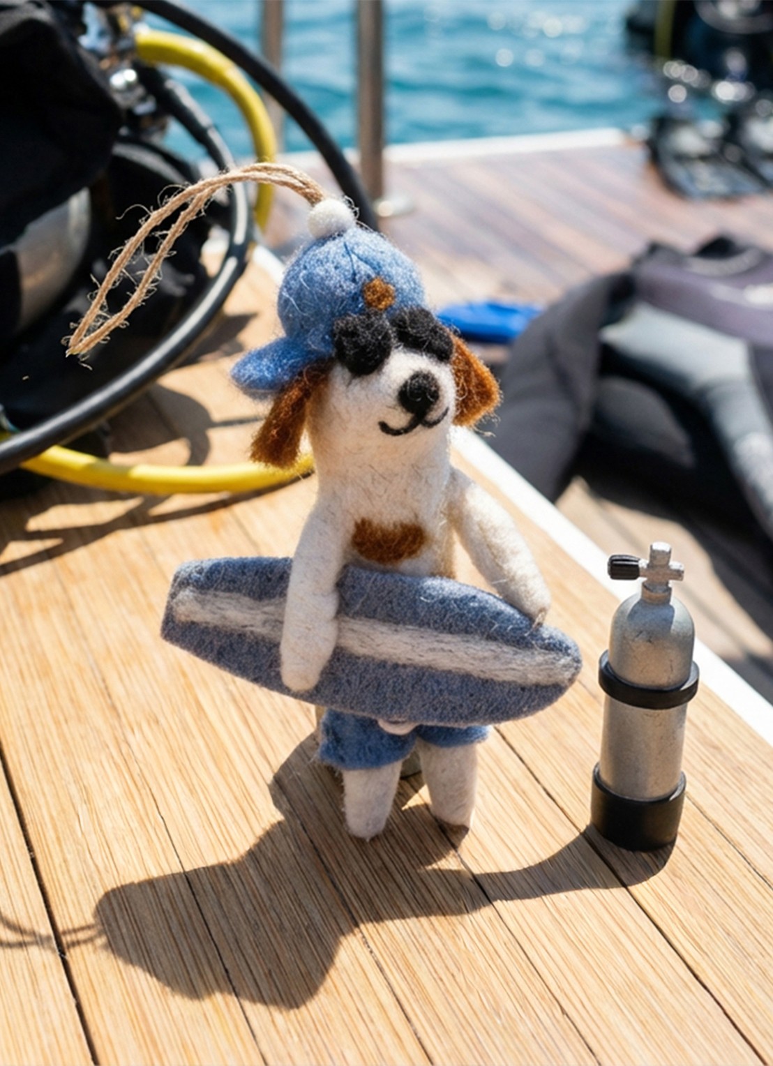 Felt So Good Waveriding Pooch kersthanger 10,5 cm - detail blauw