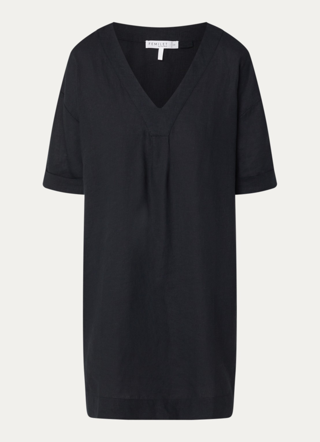 Femilet by Chantelle Mini T-shirt jurk met splitten - voorkant 2 zwart