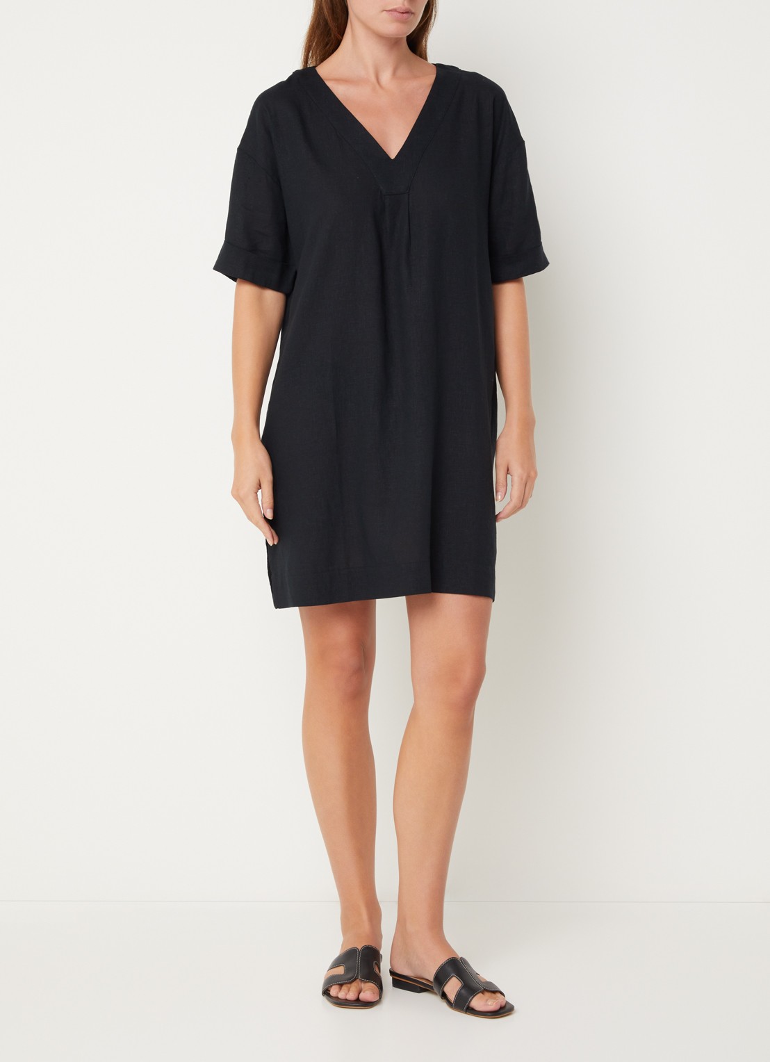Femilet by Chantelle Mini T-shirt jurk met splitten - voorkant 3 zwart