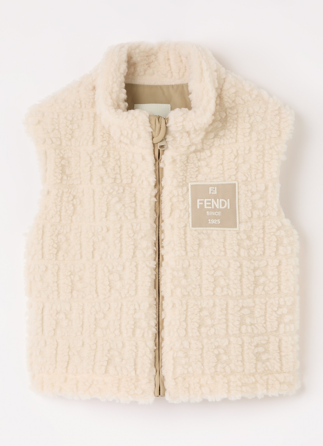 Fendi Bodywarmer van teddy - voorkant beige