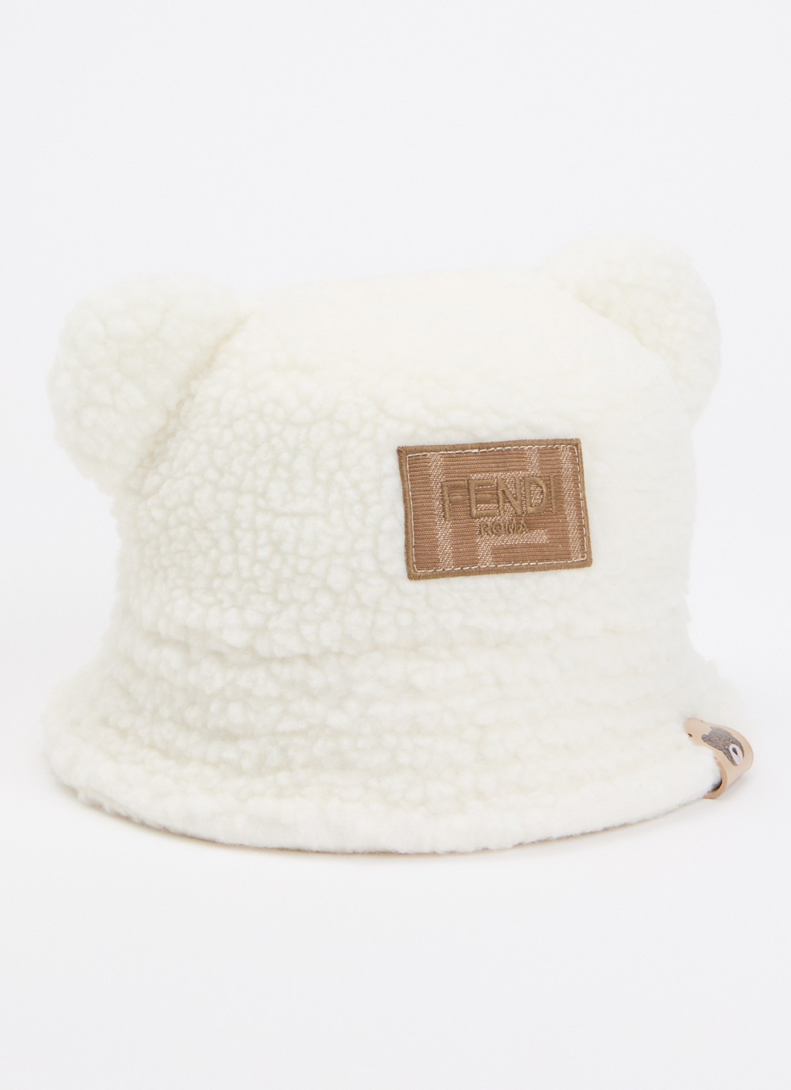 Fendi Bucket hoed in wolblend met logo - voorkant wit