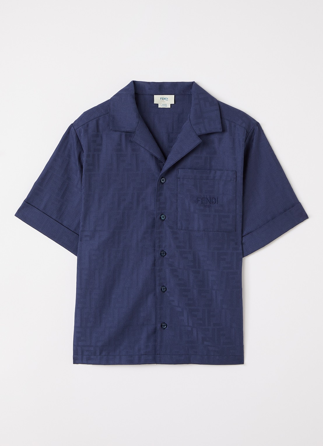 Fendi Camicia overhemd met logoprint - voorkant donkerblauw