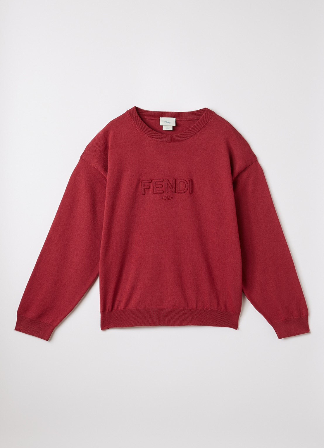 Fendi Fijngebreide pullover met logoprint - voorkant donkerrood