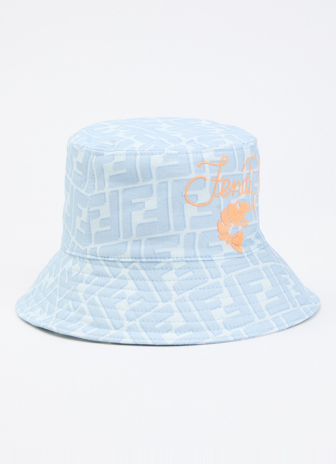 Fendi Lino bucket hoed met logoprint - voorkant 2 lichtblauw