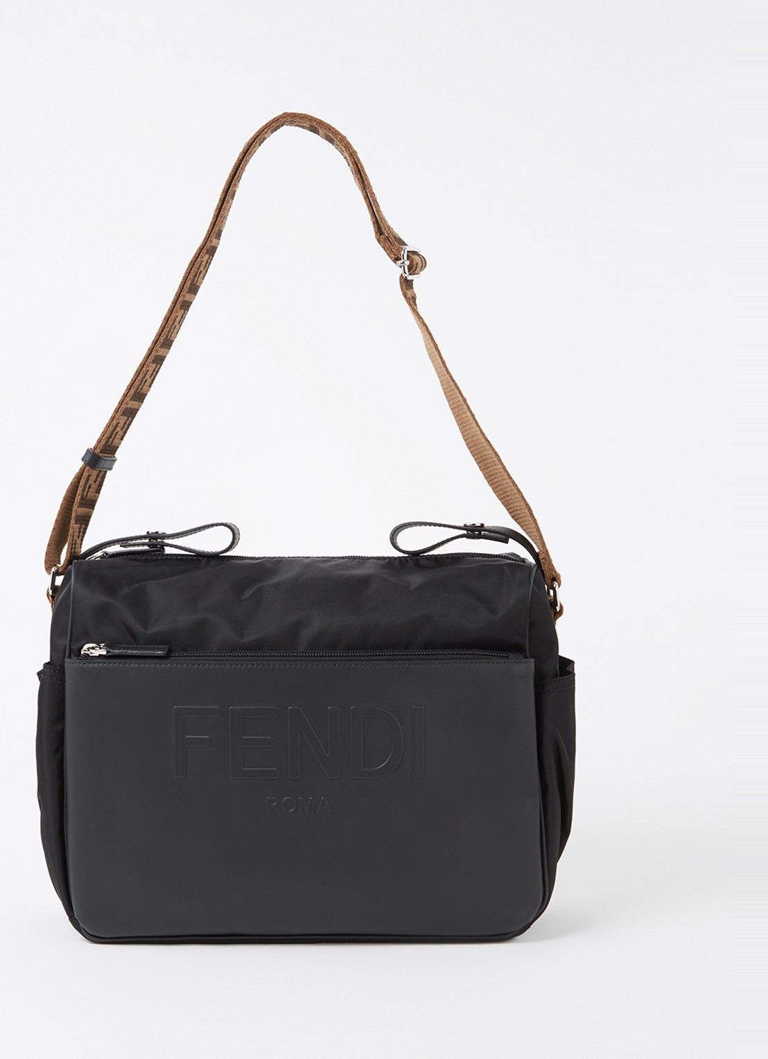 Fendi Luiertas met kalfsleren details en logo - voorkant 5 zwart