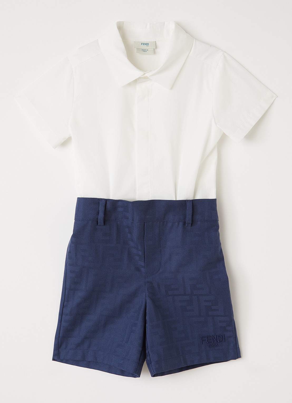 Fendi Playsuit met logoprint - voorkant donkerblauw