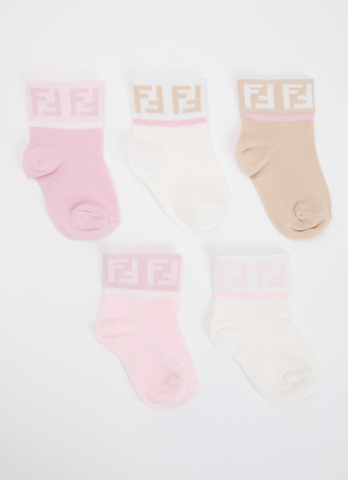 Fendi Sokken in katoenblend met logoprint in 5-pack - voorkant roze