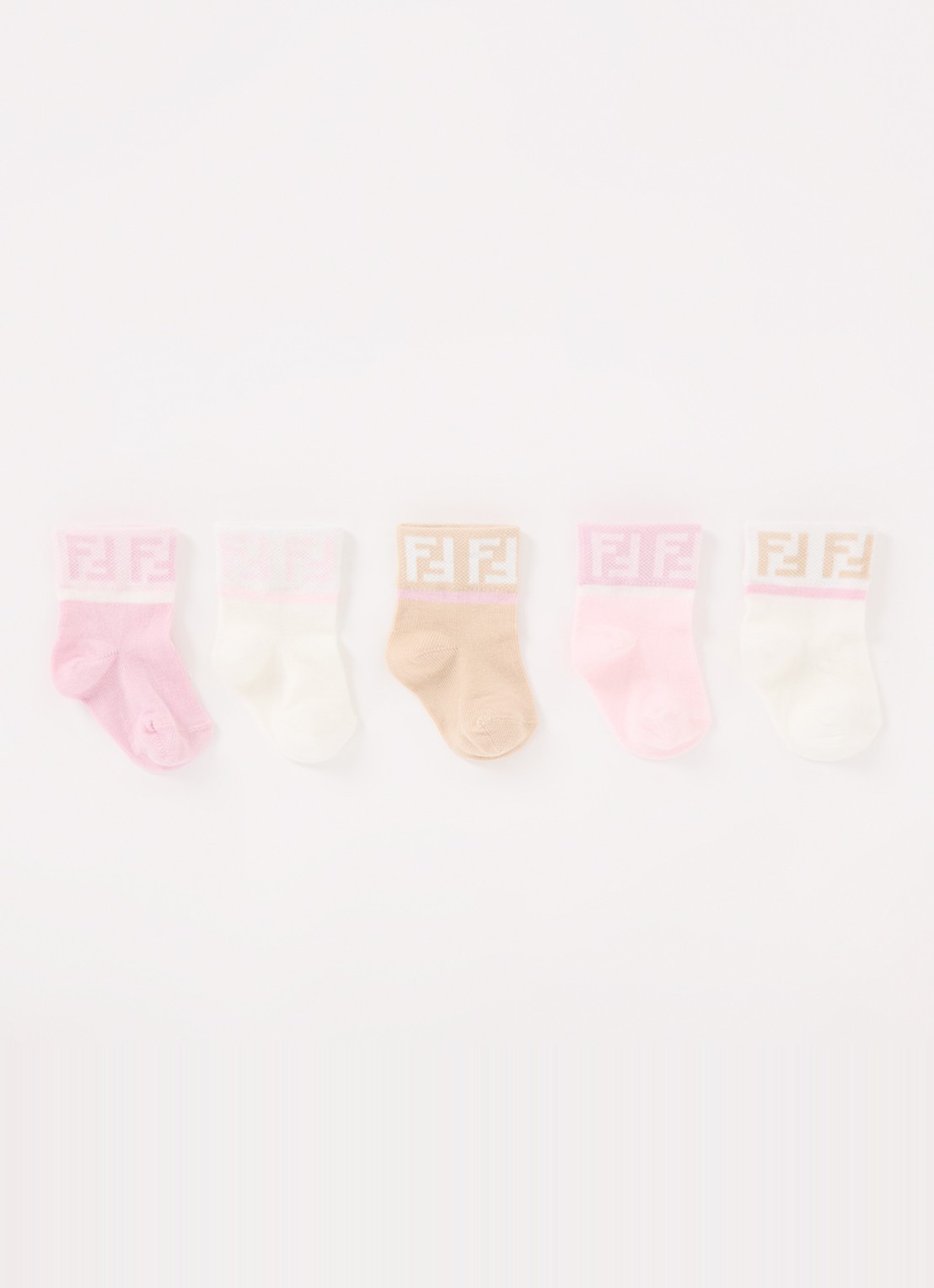 Fendi Sokken met logoprint in 5-pack - voorkant roze