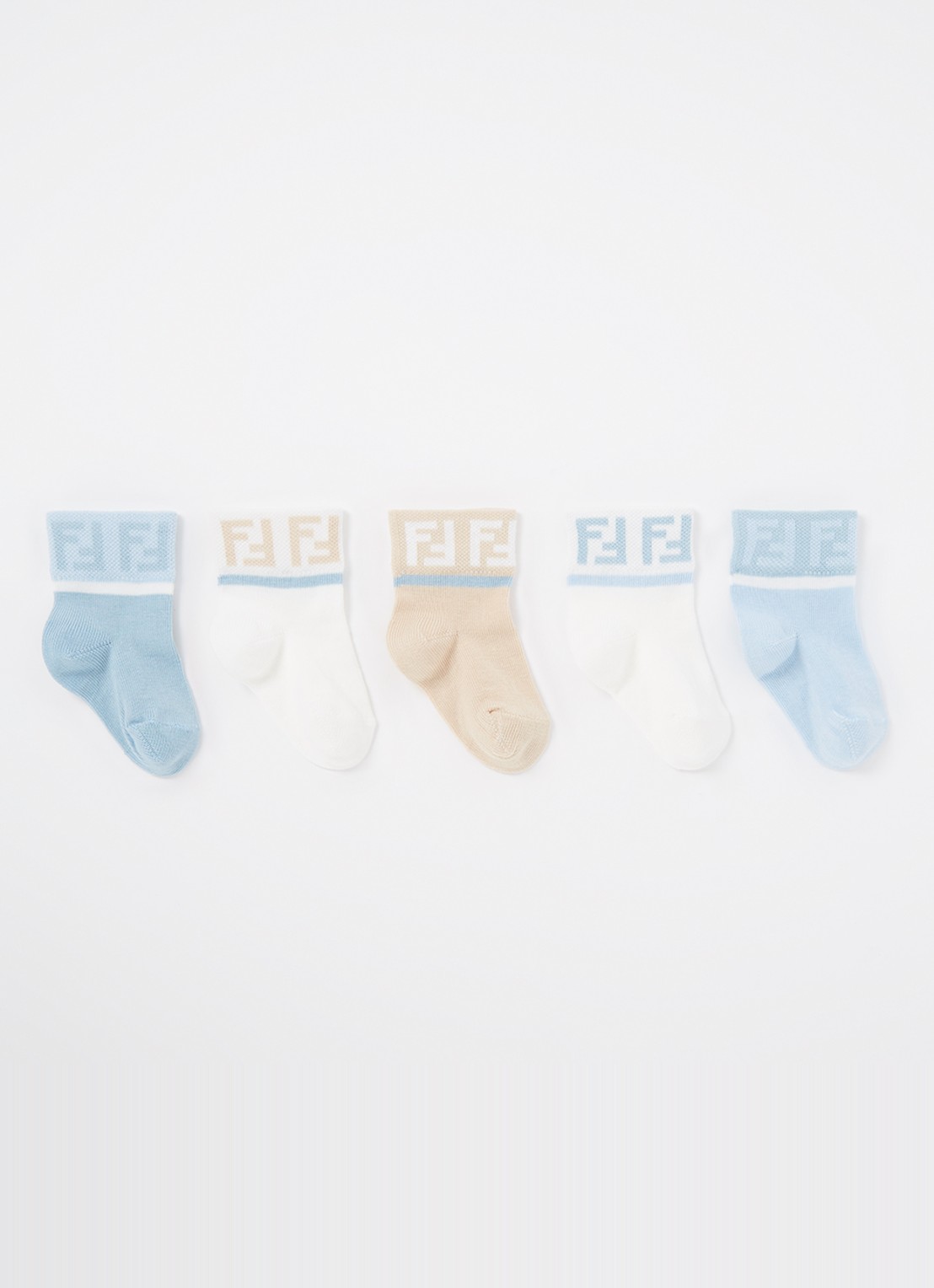 Fendi Sokken met logoprint in 5-pack - voorkant blauw