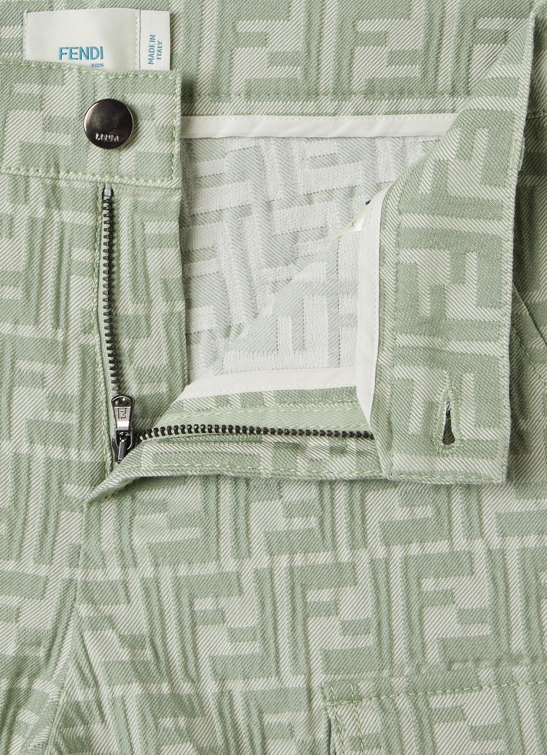 Fendi Straight fit korte broek met logoborduring - detail 3 lindegroen