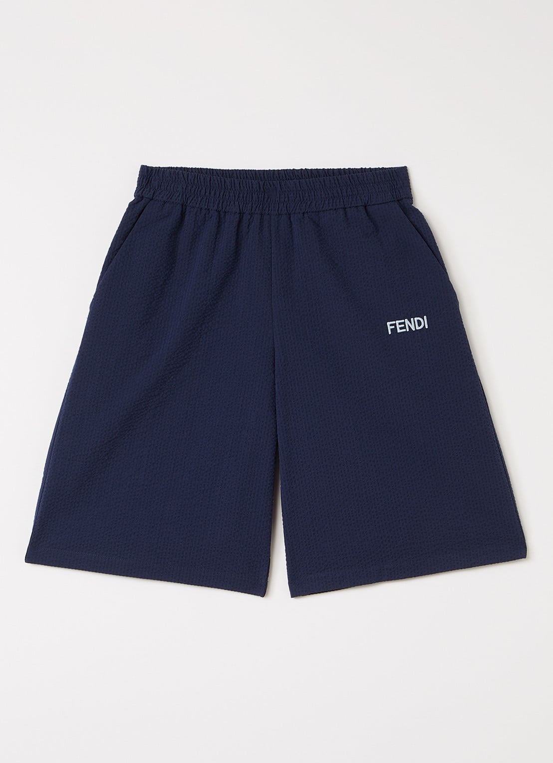 Fendi Wide fit korte broek met logoborduring - voorkant 2 donkerblauw