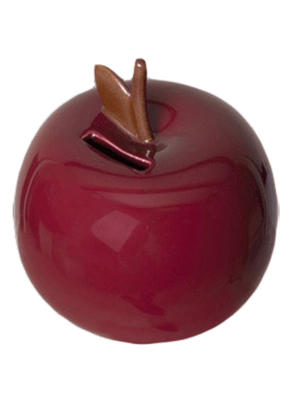 ferm LIVING Apple spaarpot 13 cm - voorkant 2 donkerrood