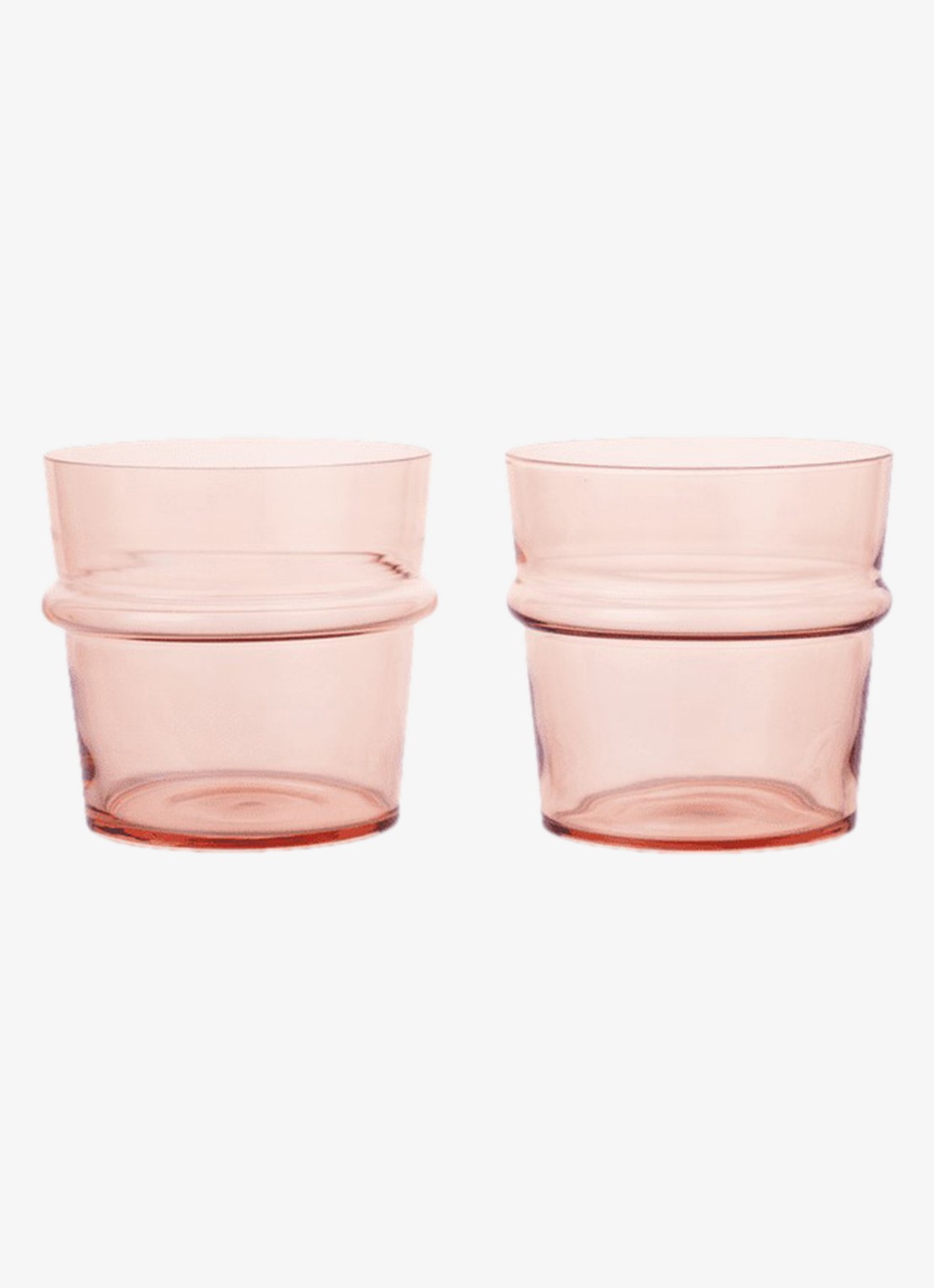 ferm LIVING Boya l drinkglas set van 2  - voorkant 2 zalmroze