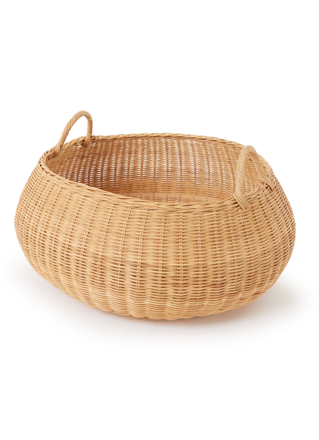 ferm LIVING Braided Low opbergmand 32 cm - voorkant lichtbruin