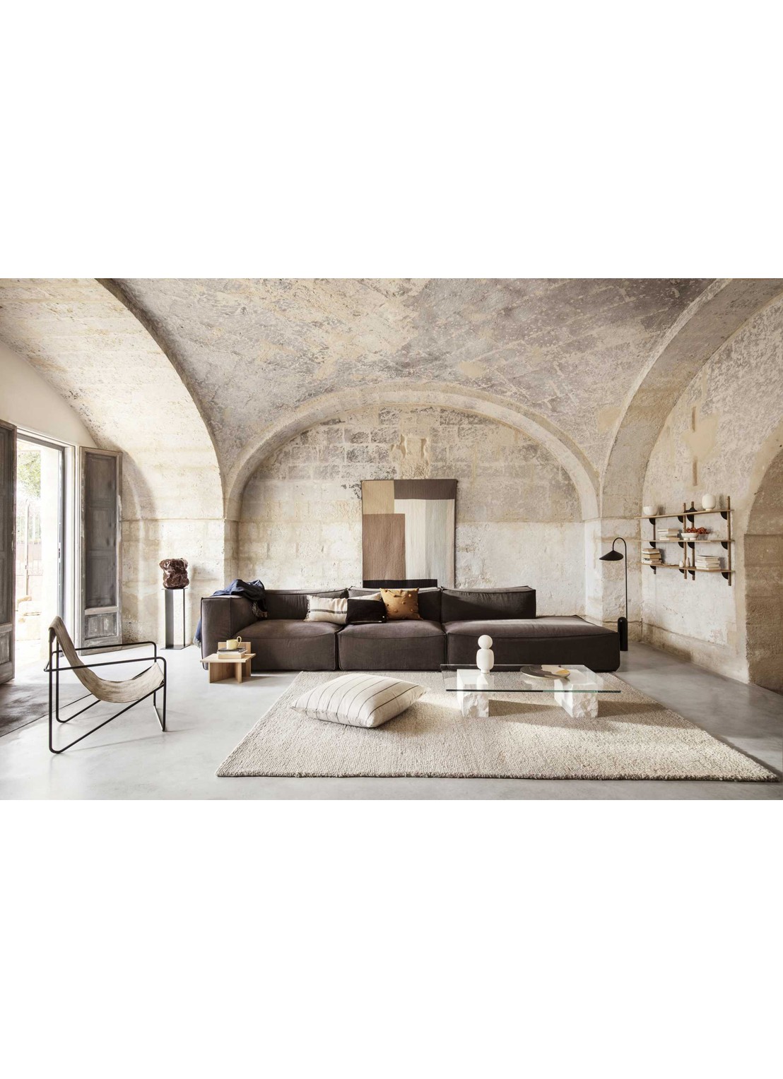 ferm LIVING Calm sierkussen in linnenblend 78 x 78 cm - voorkant 6 beige