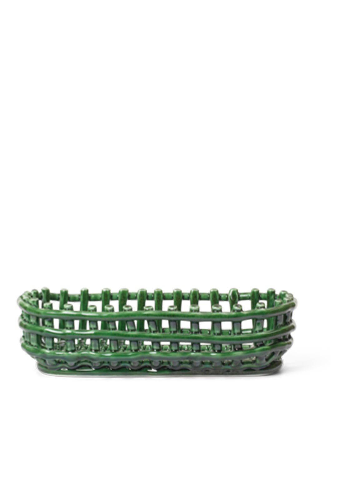 ferm LIVING Ceramic Basket fruitschaal  30 cm - voorkant 2 groen