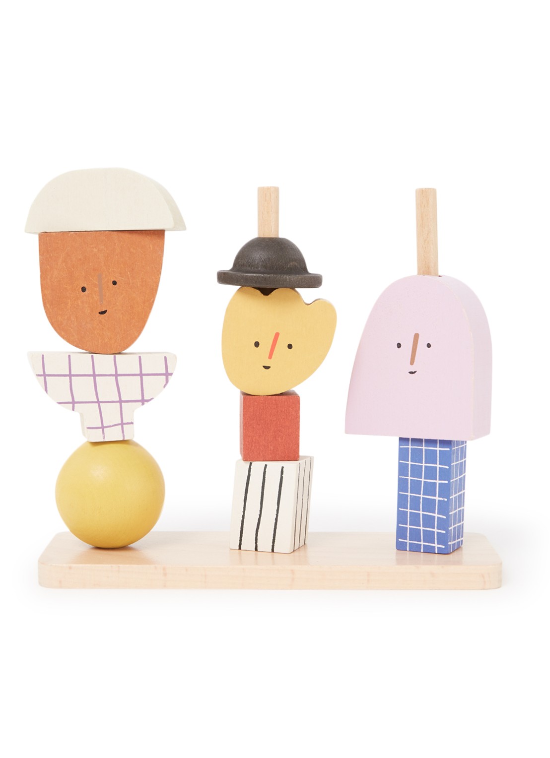 ferm LIVING Character stapelblokken van hout - voorkant multicolor