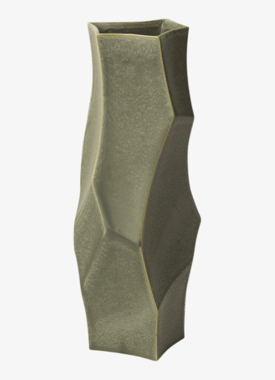 ferm LIVING Cueva vaas 37 cm - voorkant legergroen