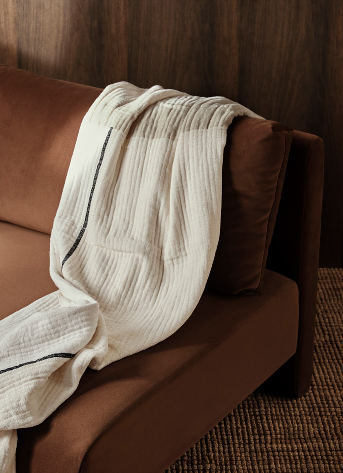 ferm LIVING Dela plaid in linnenblend 120 x 170 cm - voorkant 3 creme