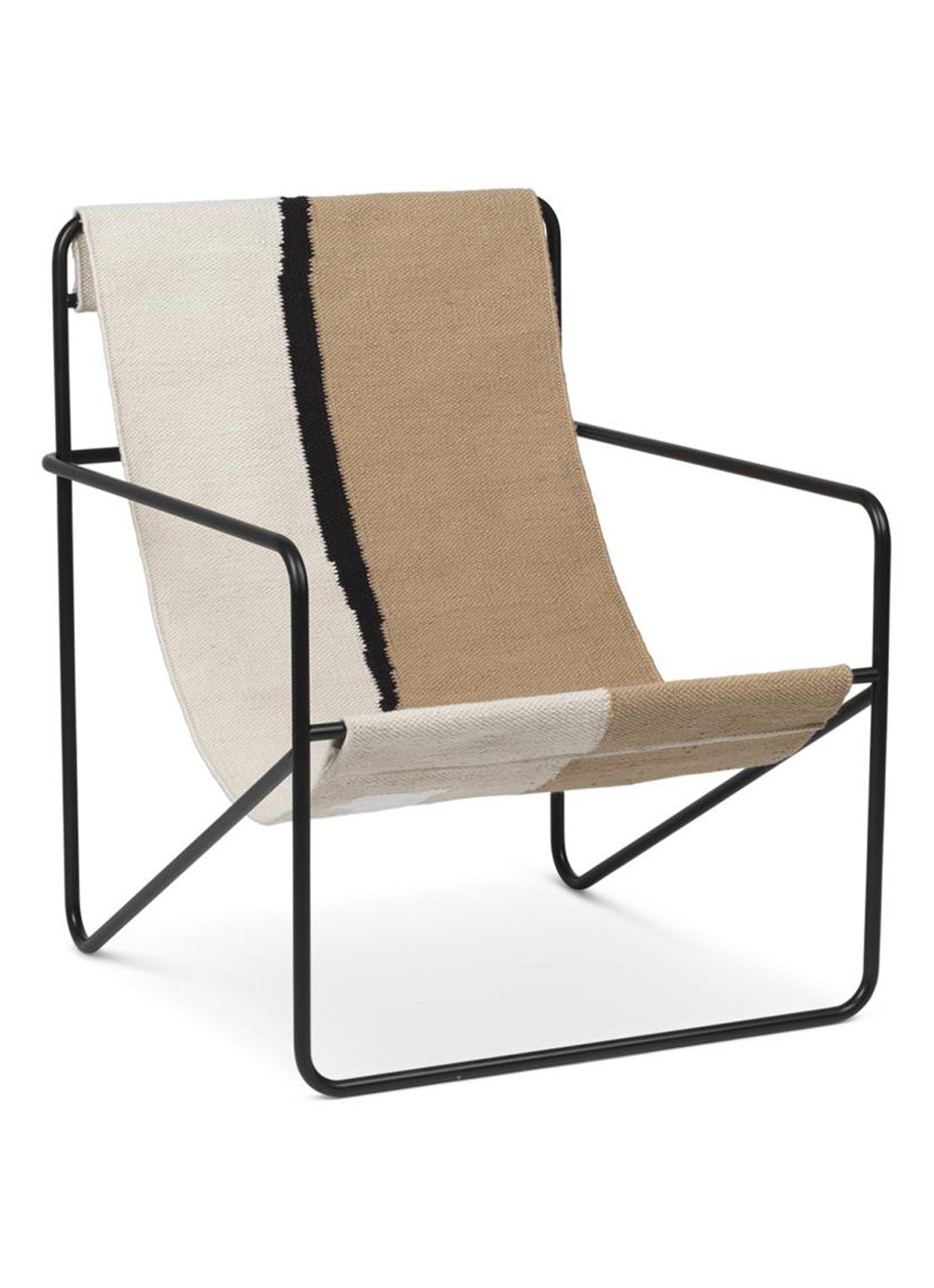 ferm LIVING Desert fauteuil zwart onderstel - voorkant zand