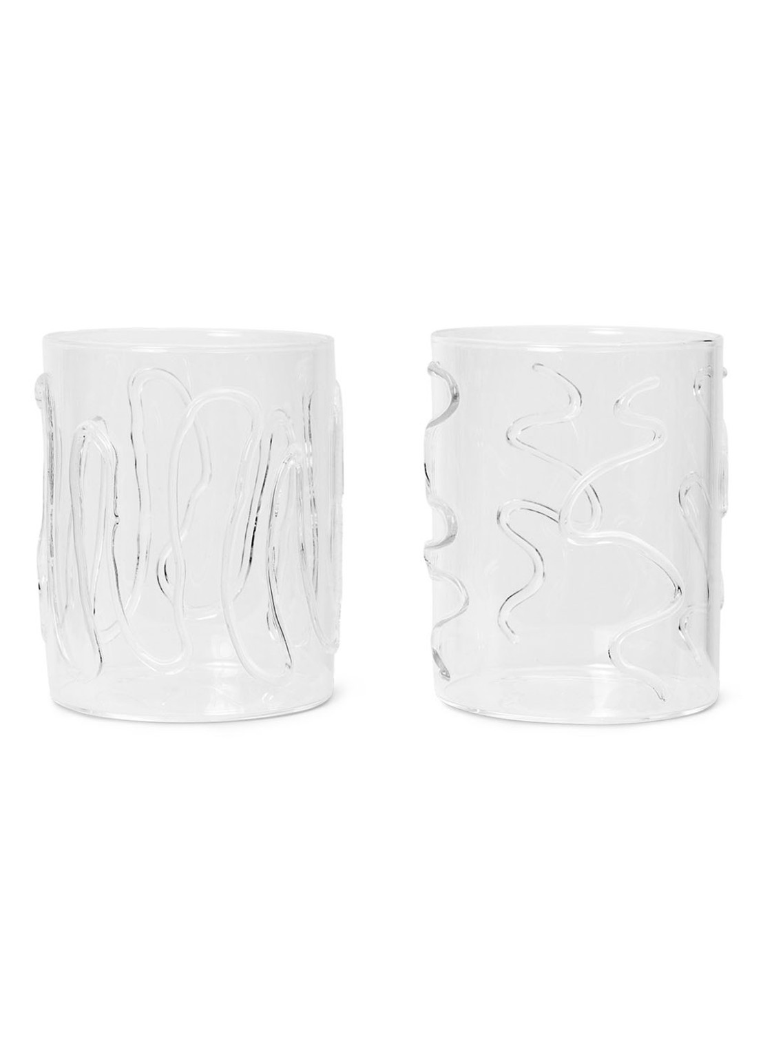 ferm LIVING Doodle Tall waterglas set van 2 - voorkant 3 transparant