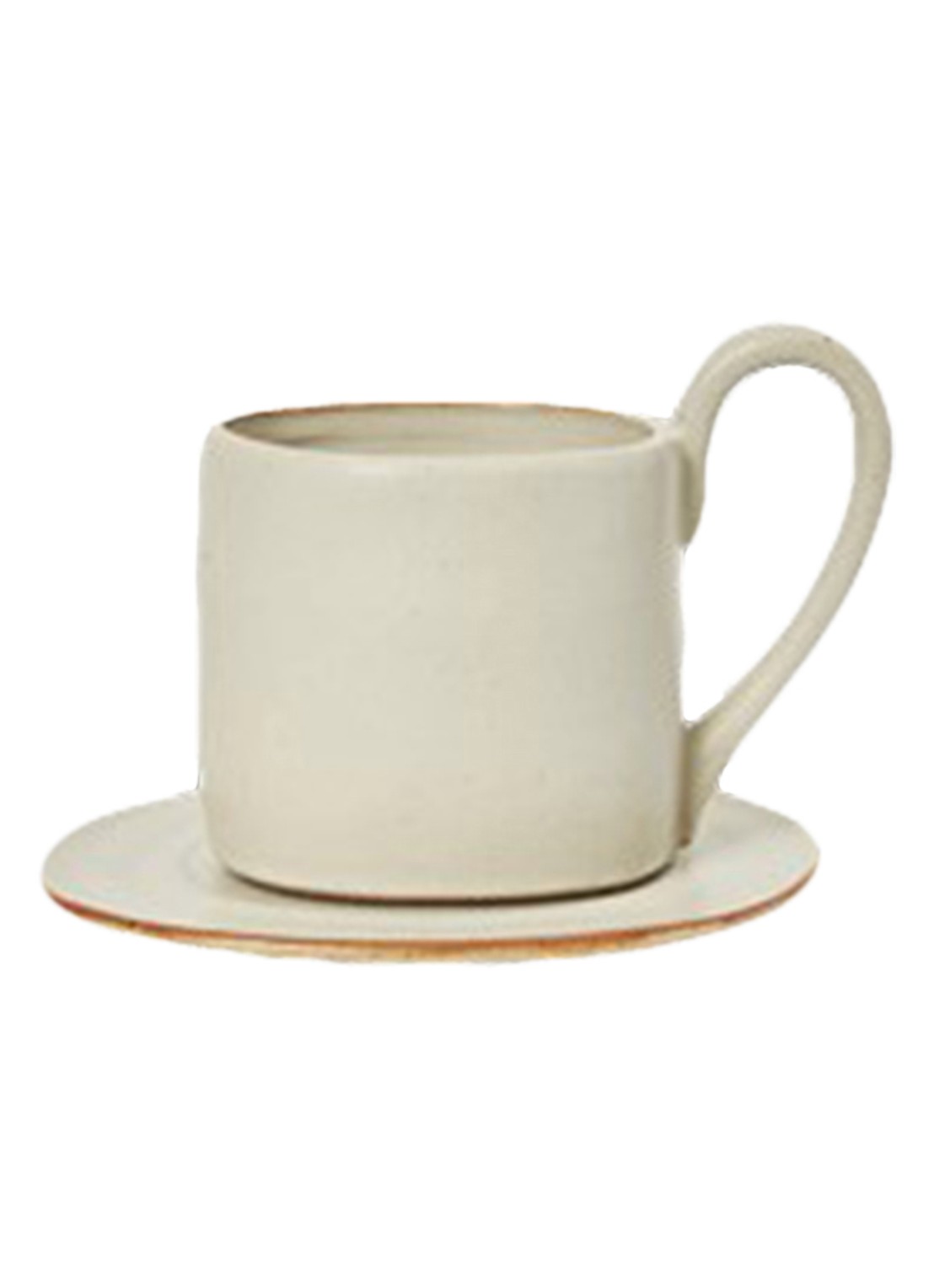 ferm LIVING Flow mok met schotel - voorkant gebroken wit
