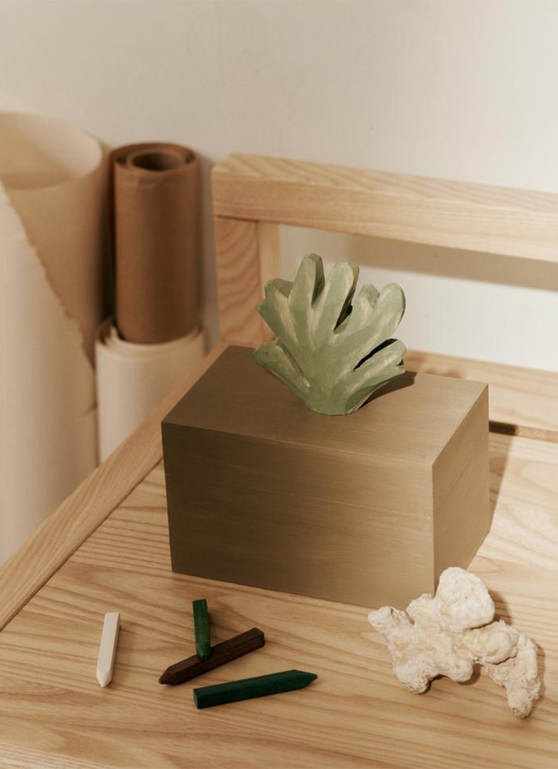 ferm LIVING Harbour opbergdoos 14,5 x 9 cm - voorkant 4 zand
