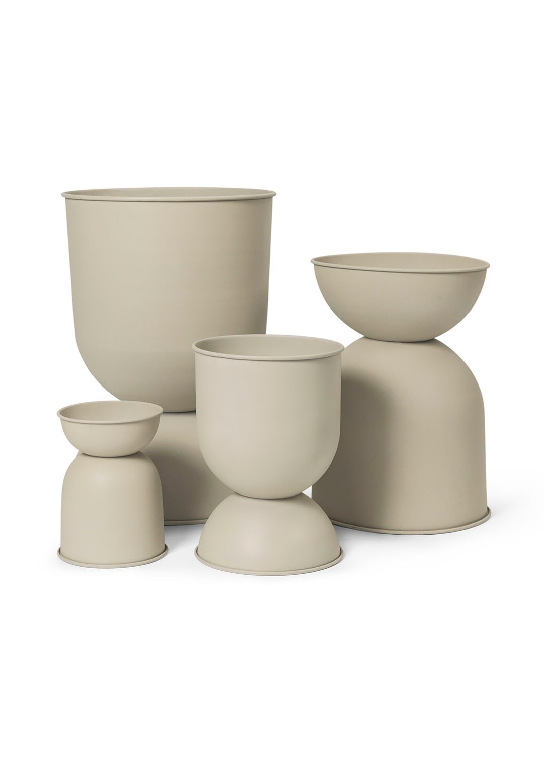 ferm LIVING Hourglass bloempot van gepoedercoat ijzer voor binnen Ø21 cm - detail 3 donkerbeige