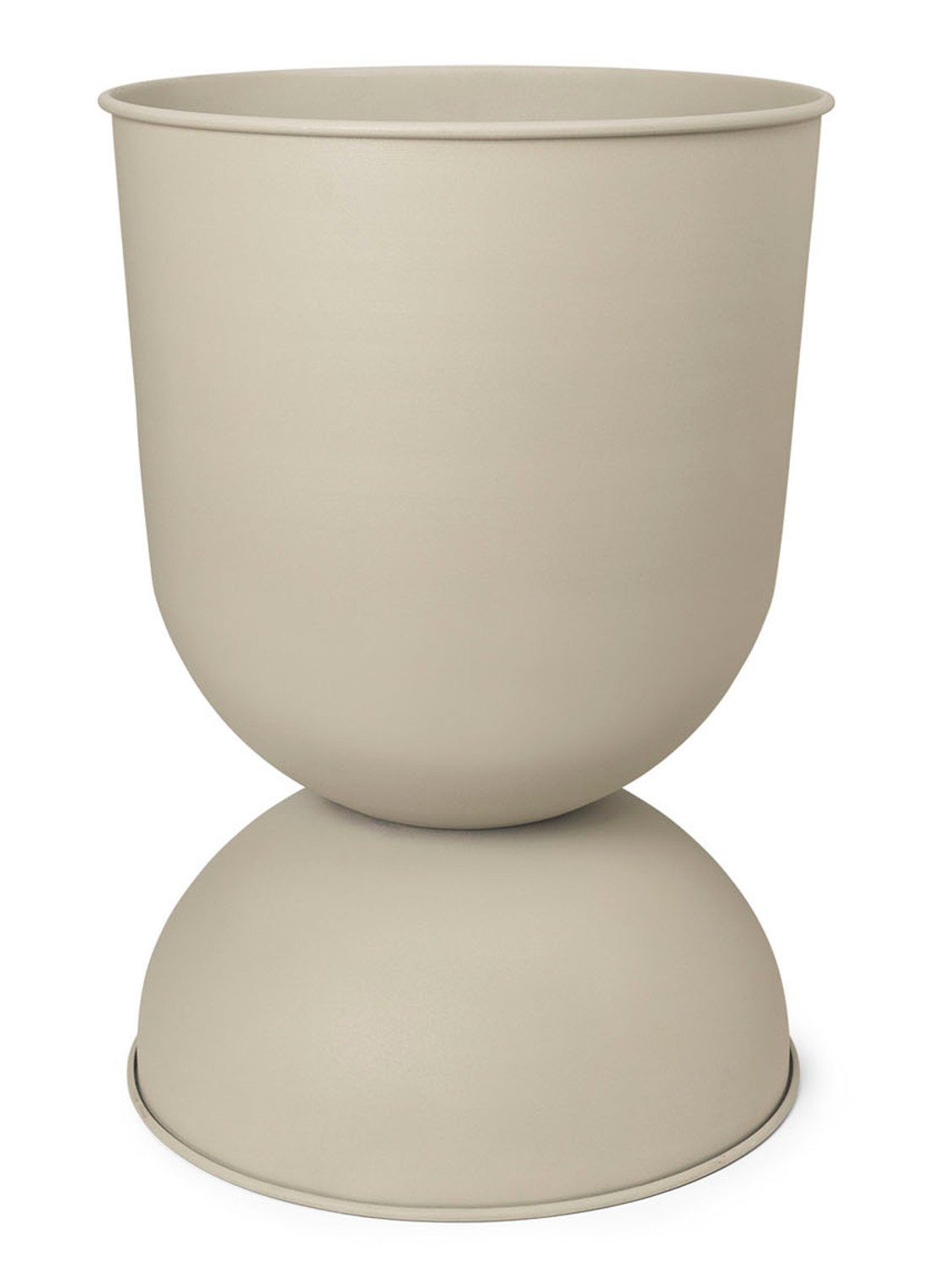 ferm LIVING Hourglass bloempot van gepoedercoat ijzer voor binnen Ø30 cm - voorkant lichtbruin