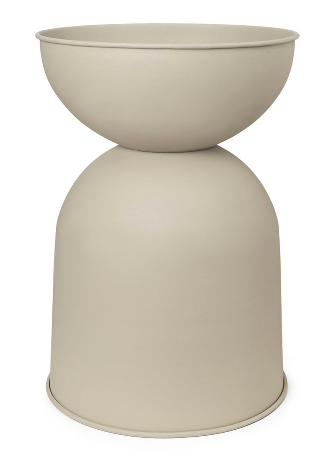 ferm LIVING Hourglass bloempot van gepoedercoat ijzer voor binnen Ø30 cm - voorkant 2 lichtbruin