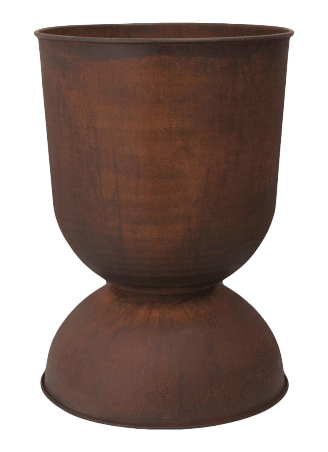 ferm LIVING Hourglass bloempot voor buiten Ø50 cm - voorkant roestbruin