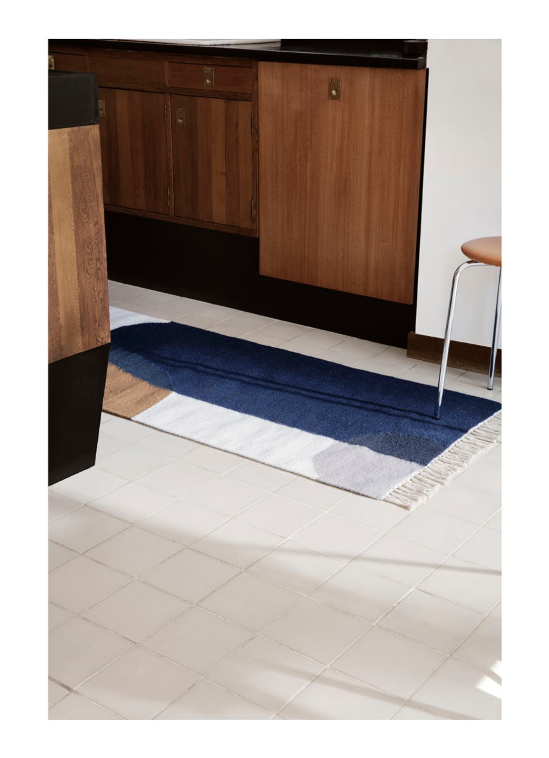 ferm LIVING Kelim Merge Runner vloerkleed 180 x 70 cm - voorkant 2 blauw