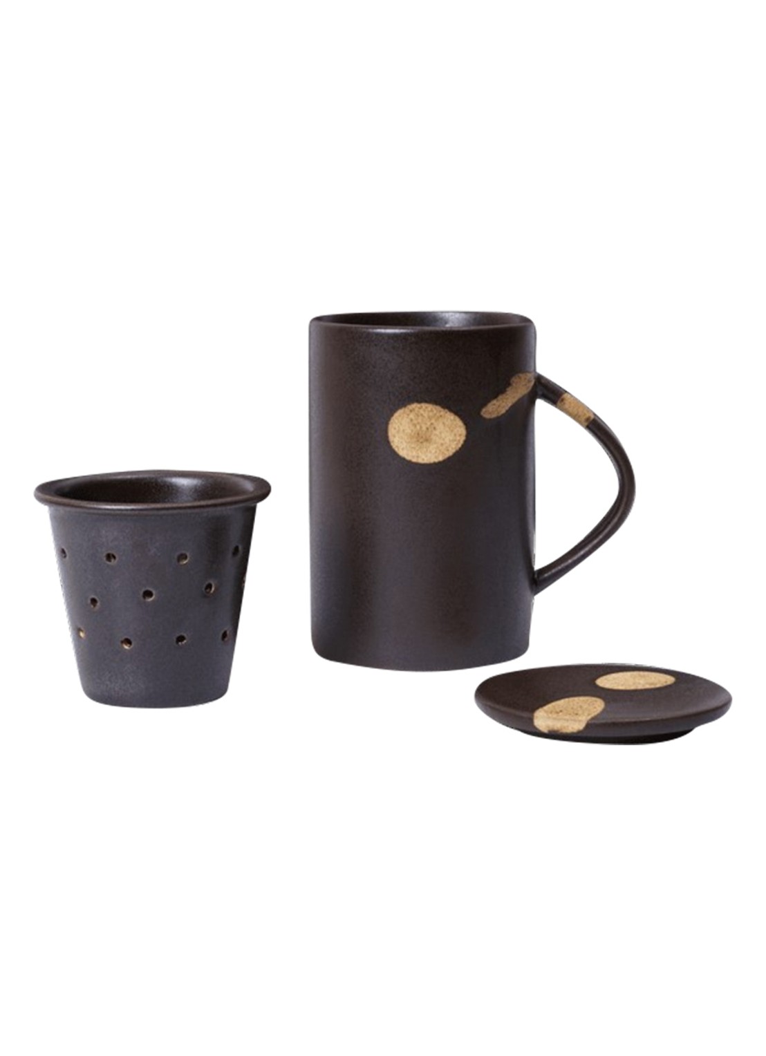 ferm LIVING Koyo mok met infuser 40 cl - detail donkerbruin
