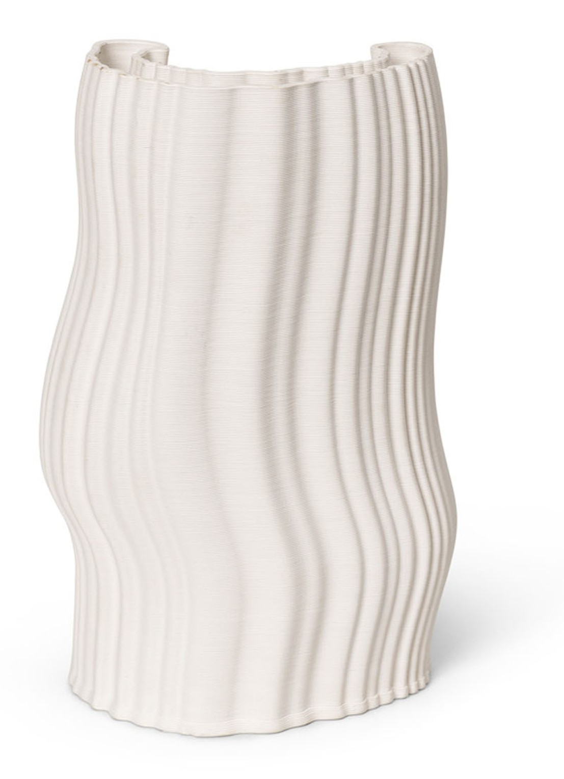 ferm LIVING Moire vaas 30 cm - voorkant wit