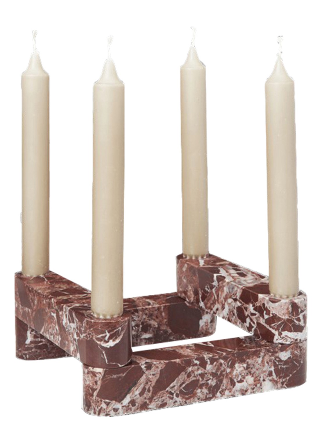 ferm LIVING Newel kandelaar set van 4 - voorkant 4 bordeauxrood