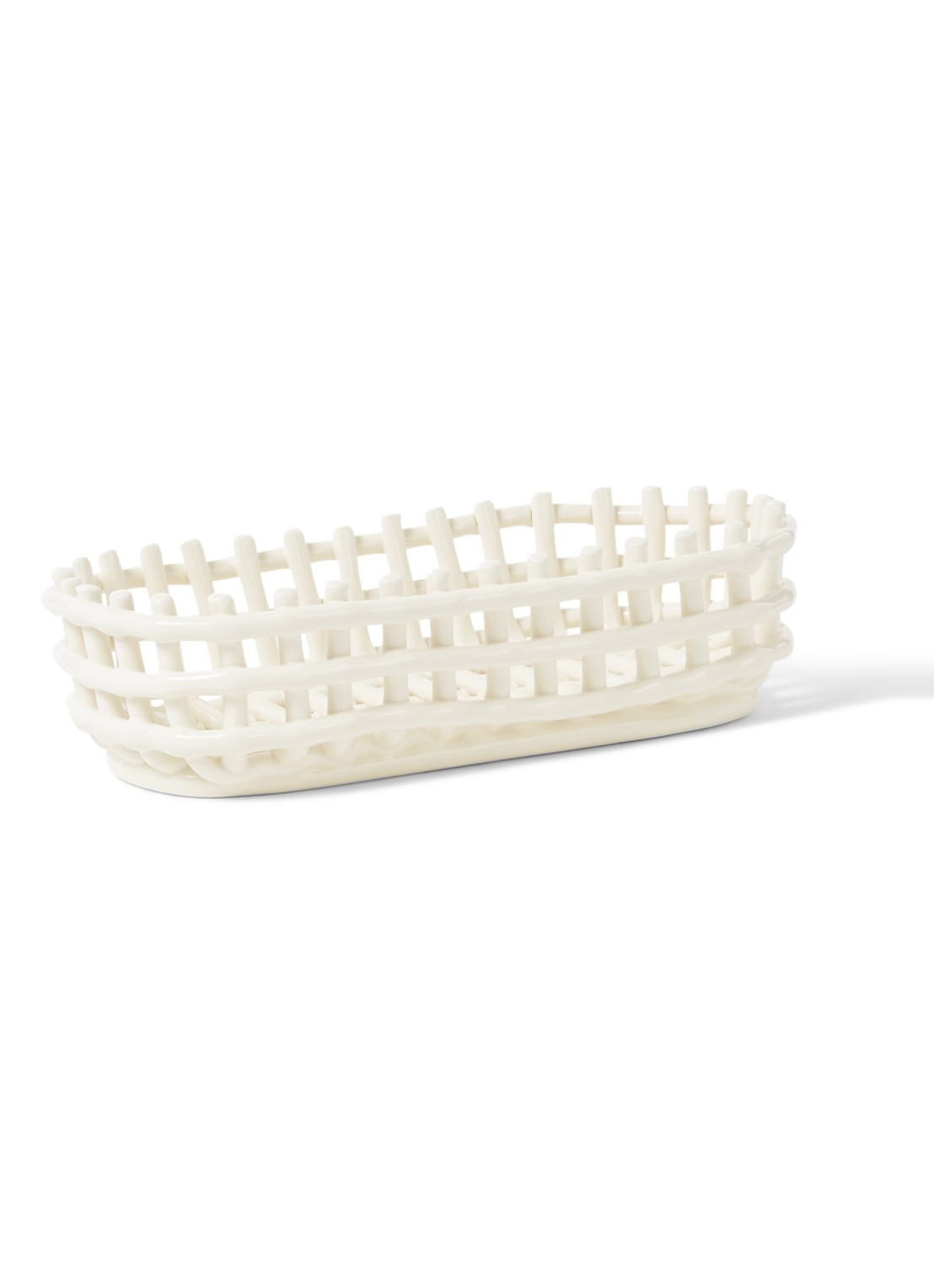 ferm LIVING Opbergmand van keramiek - voorkant 2 gebroken wit